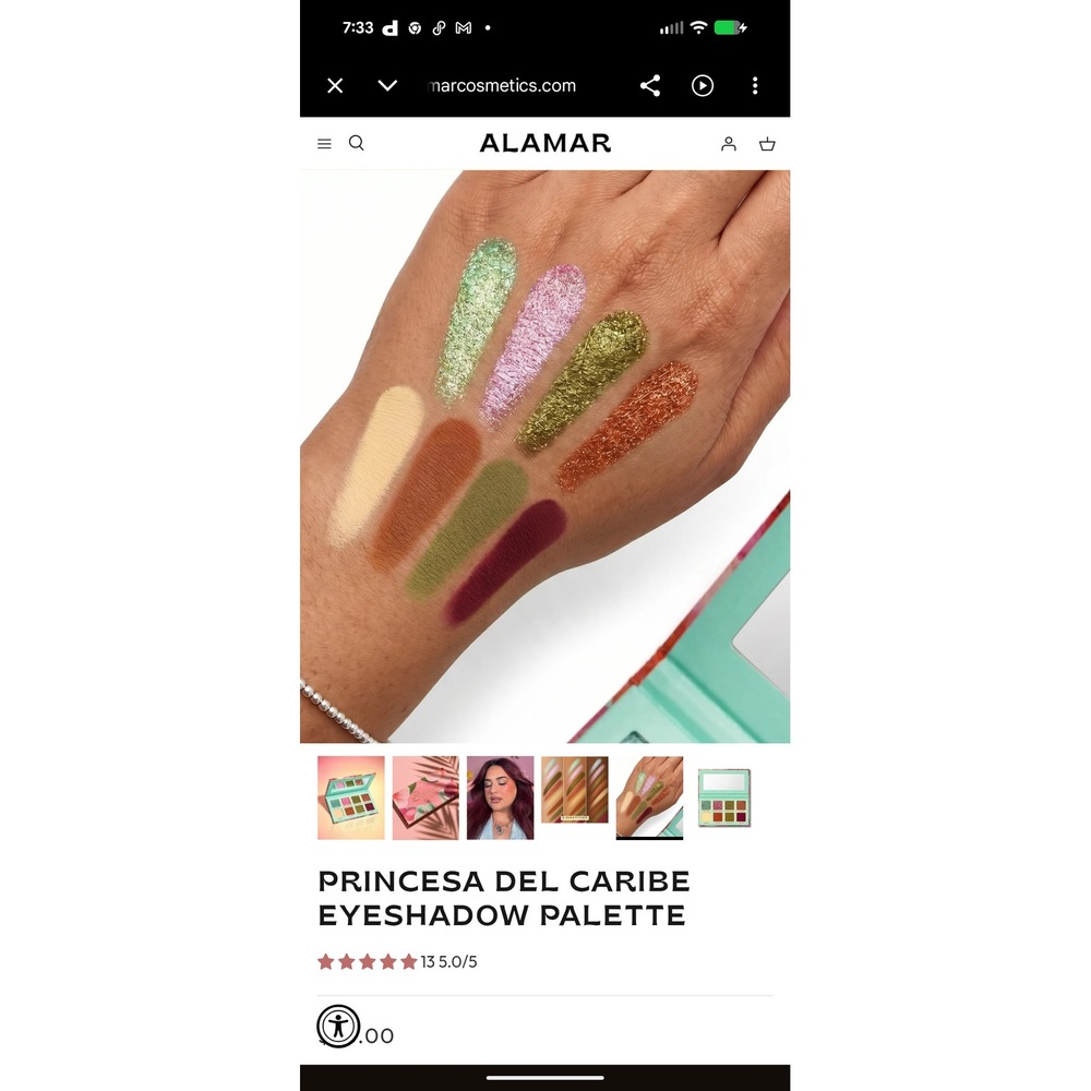 NIB Alamar Cosmetics Princesa Del Caribe Pressed Pigment Eyeshadow Palette - Picture 5 of 6
